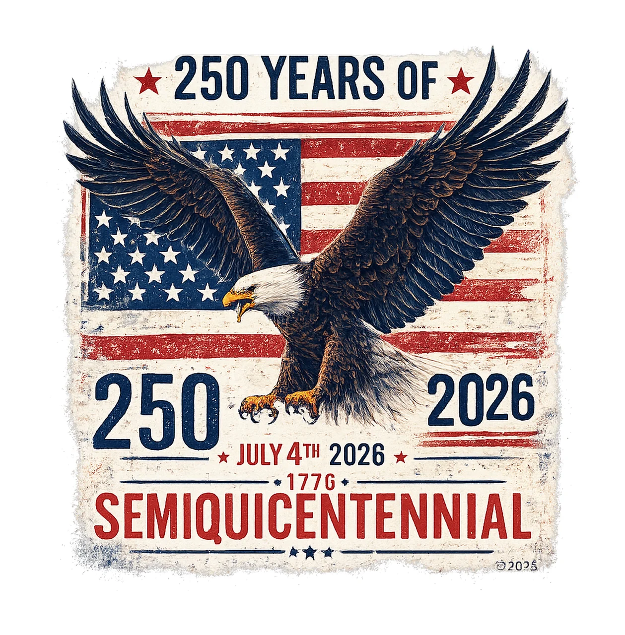 America 250th Anniversary Celebrate USA Flag Vintage