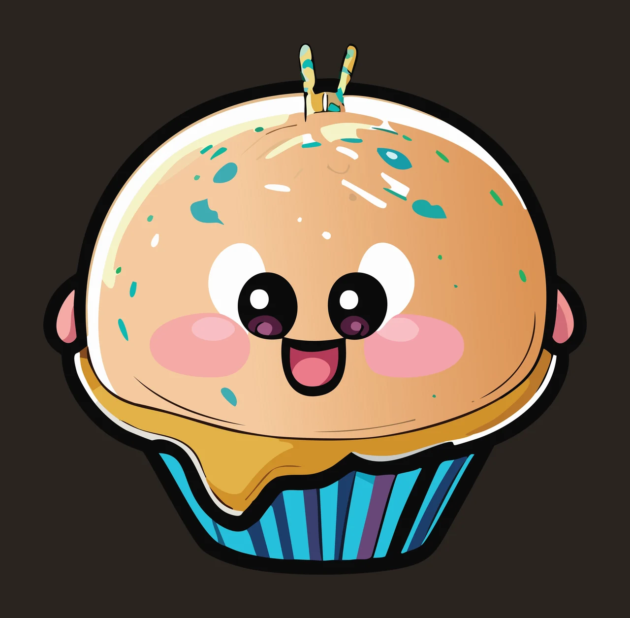Cupcake Graphic Silhouette With Frosting wrapper topper minimalist contrast preview thumbnail