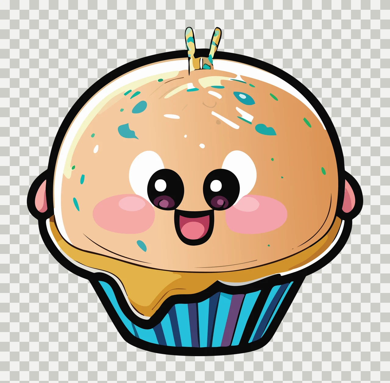 Cupcake Graphic Silhouette With Frosting wrapper topper minimalist transparency and detail preview thumbnail