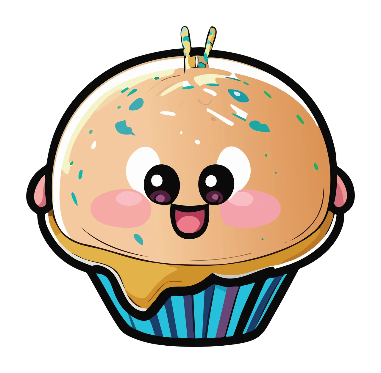 Cupcake Graphic Silhouette With Frosting wrapper topper minimalist
