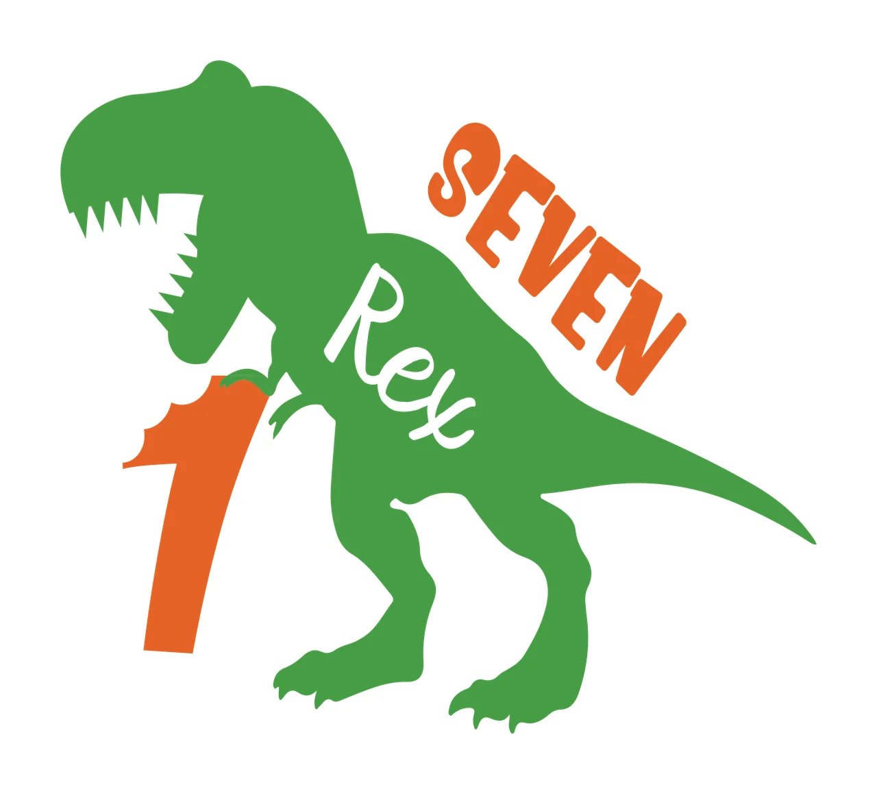 Dinosaur Seven Rex Number One Silhouette black white monochrome