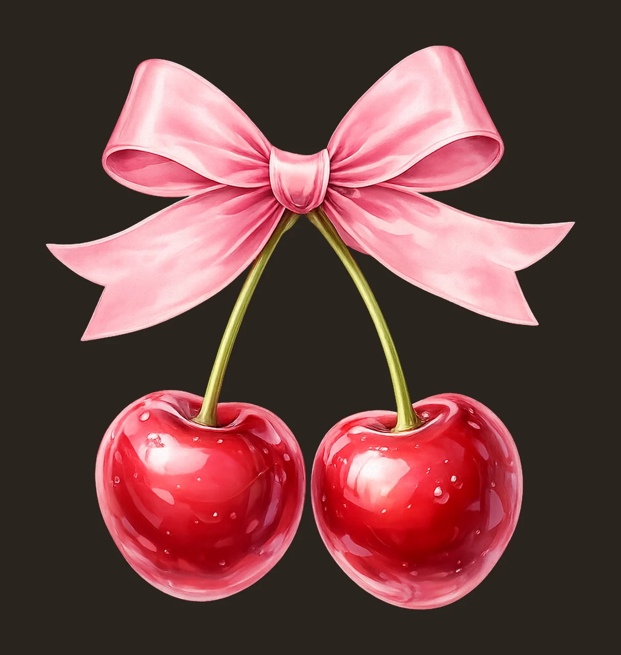 Cherry Bow Artwork Coquette Pink Ribbon Watercolor Cute contrast preview thumbnail