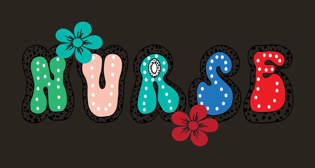 Nurse Text Design With Flowers flower black white typography contrast preview thumbnail