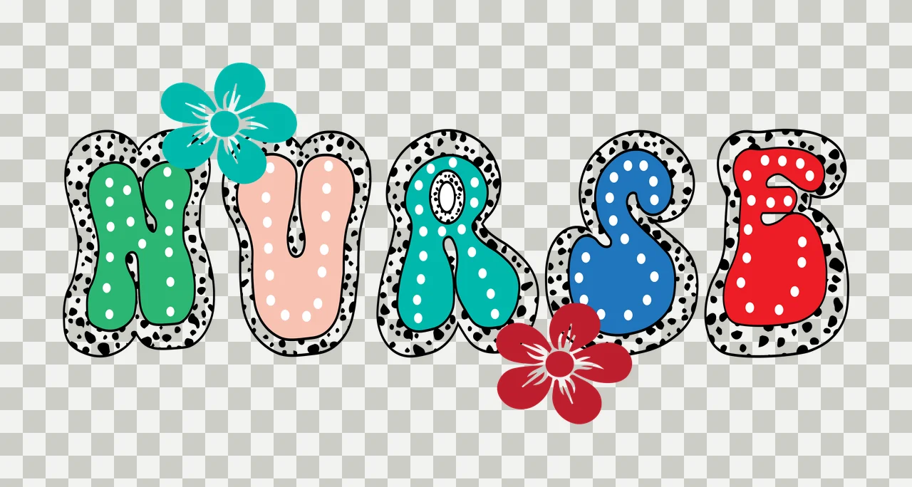 Nurse Text Design With Flowers flower black white typography transparency and detail preview thumbnail