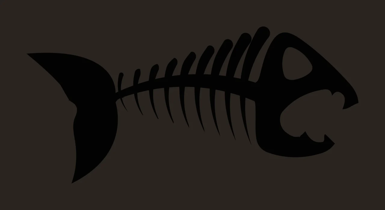 Bones Spine And Head Of Fish Skeleton tail silhouette black contrast preview thumbnail