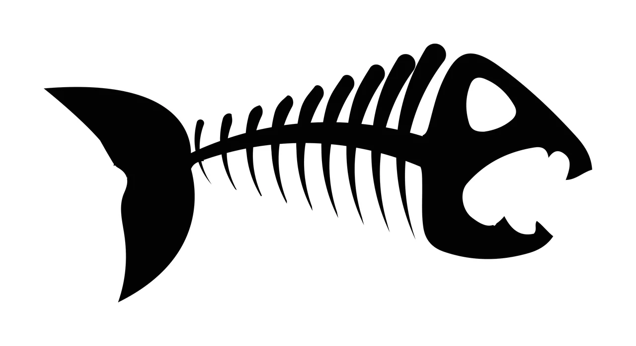 Bones Spine And Head Of Fish Skeleton tail silhouette black