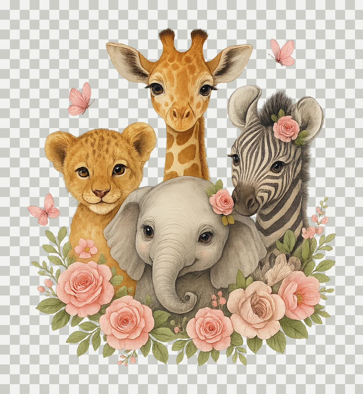 Safari Animals Watercolour Jungle Design Birthday Invitation transparency and detail preview thumbnail