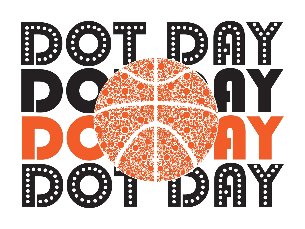 Dot Day Lettering With Central Circle repeating black white background