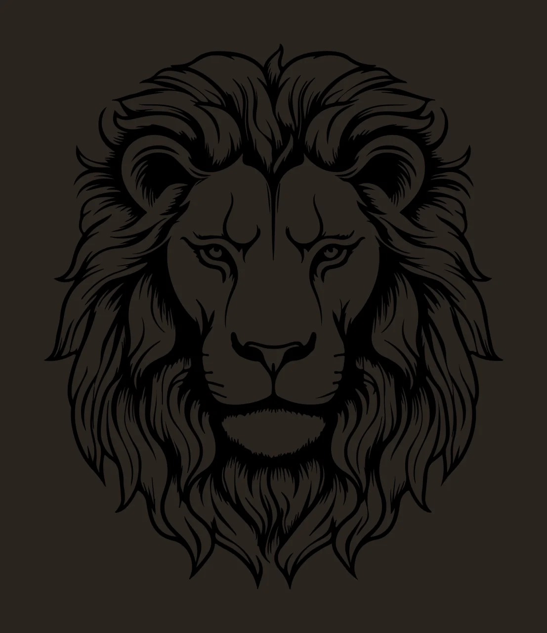 Lion Head Black And White Line Art staring mane ears whiskers contrast preview thumbnail