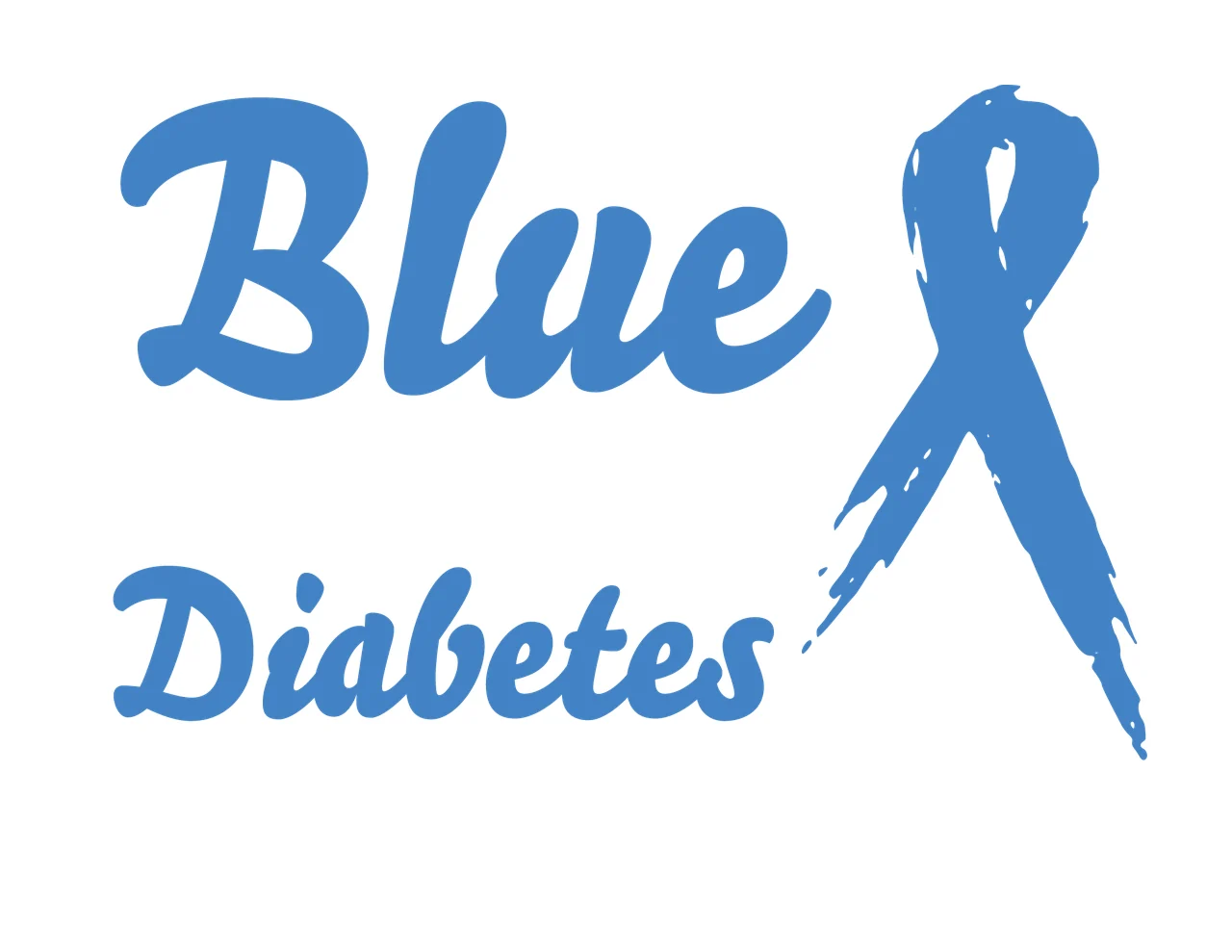 I Wear Blue For Diabetes Awareness ribbon displaying text heart