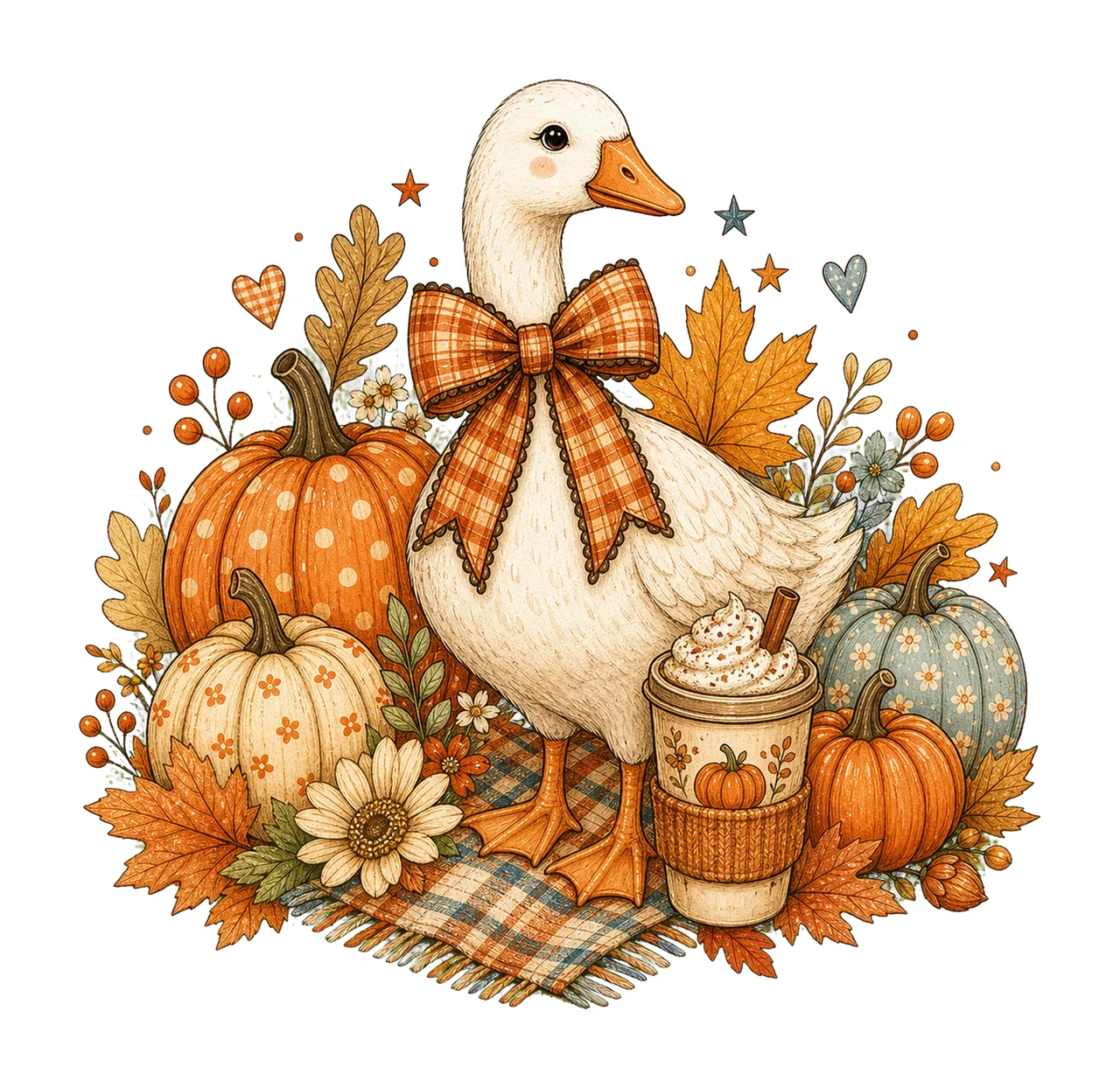 Preppy Fall Goose Coquette Autumn Pumpkin Spice Variation D