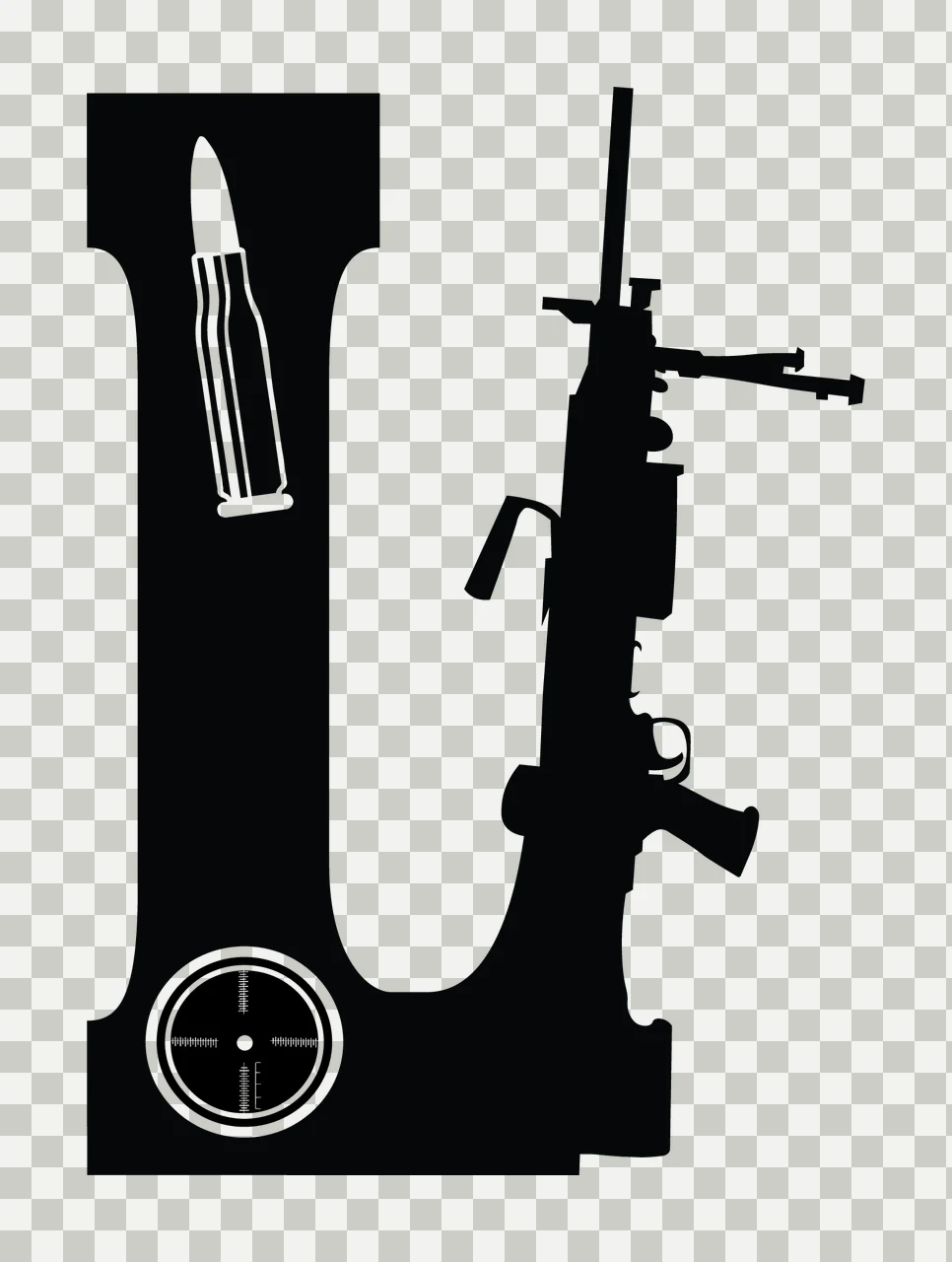 Gun Alphabet Character 02 scalable logo design icon transparency and detail preview thumbnail