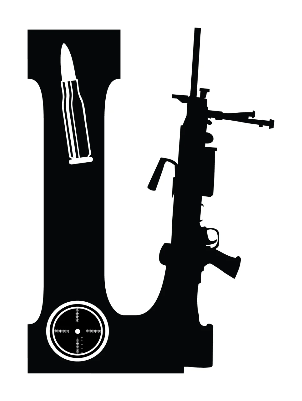 Gun Alphabet Character 02 scalable logo design icon