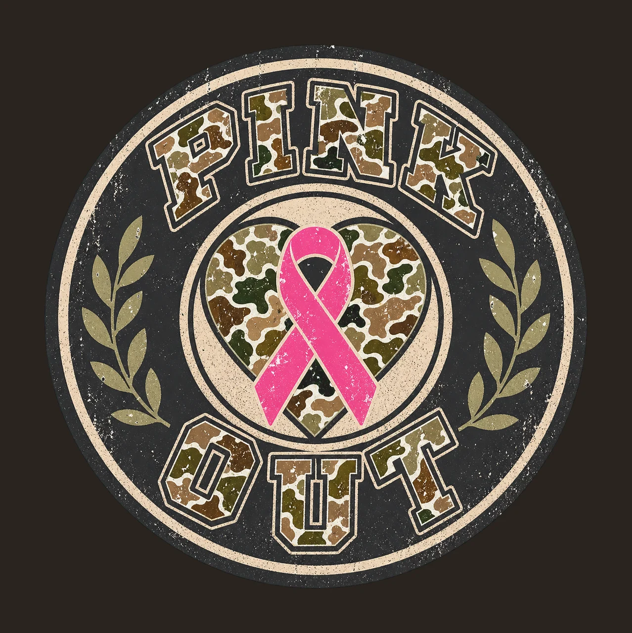 Retro Camo Pink Out Breast Cancer Awareness Variation A contrast preview thumbnail