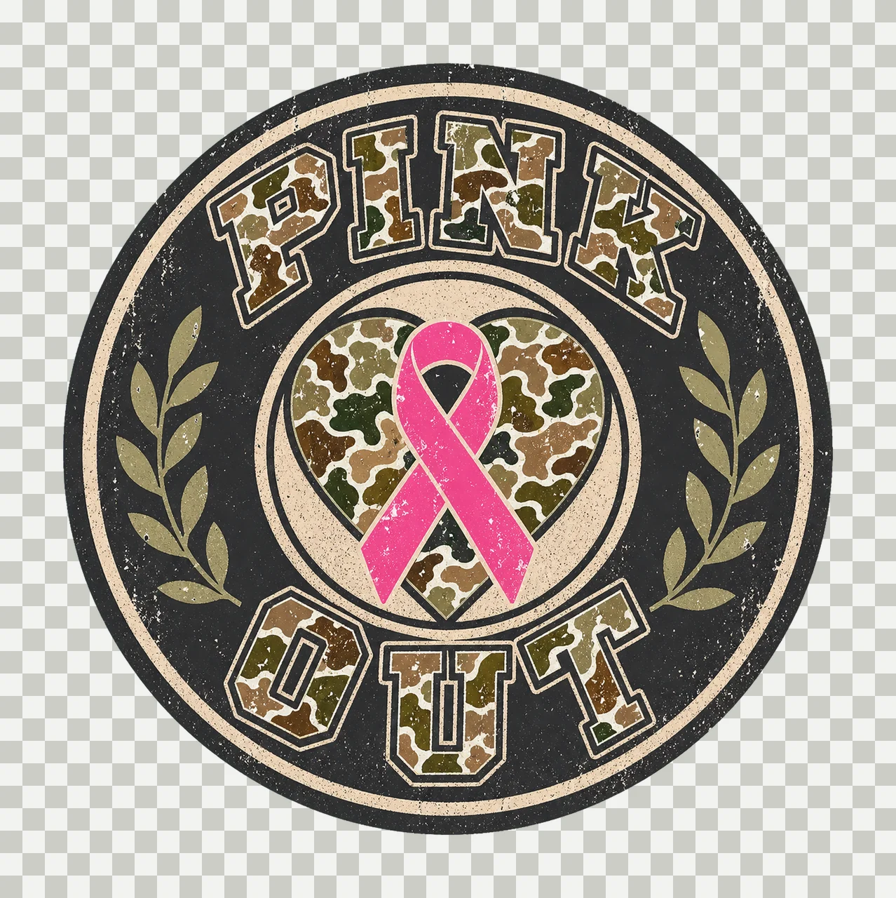 Retro Camo Pink Out Breast Cancer Awareness Variation A transparency and detail preview thumbnail