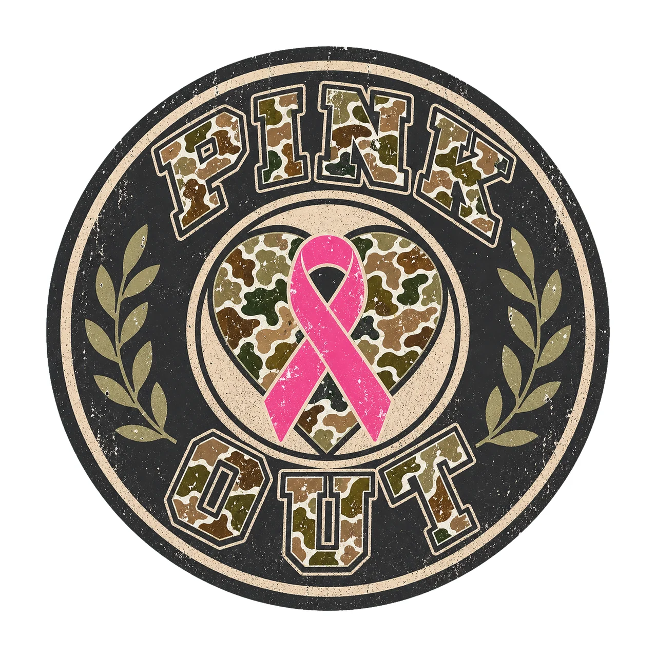 Retro Camo Pink Out Breast Cancer Awareness Variation A