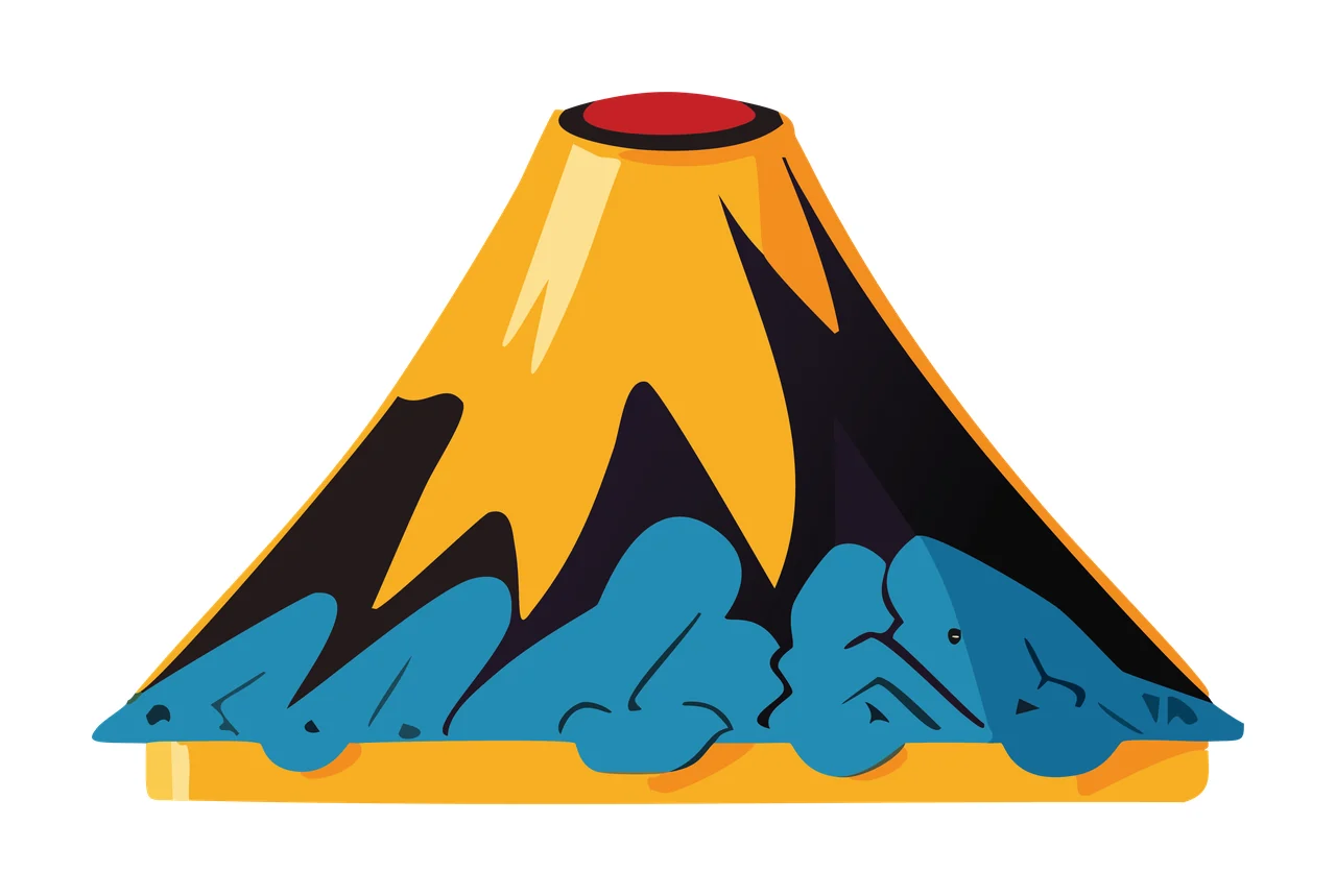 Minimalist Volcano Icon Silhouette erupting mountain crater