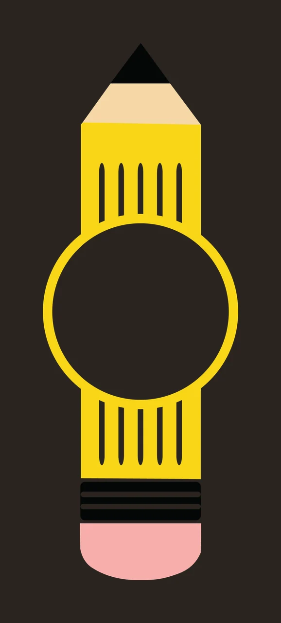 School Pencil Shape With Central Circle Frame contrast preview thumbnail
