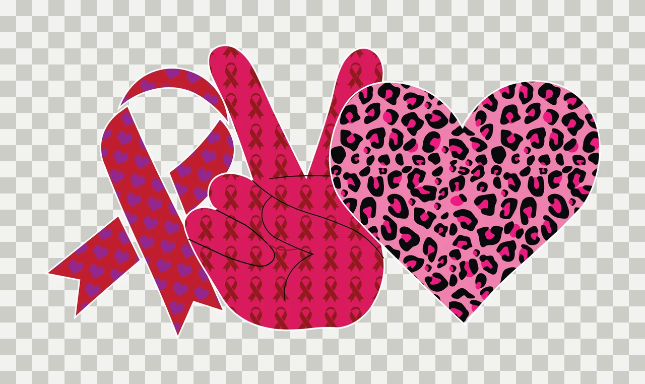 Ribbon Hand Sign And Heart Motif symbol display patterned silhouette transparency and detail preview thumbnail