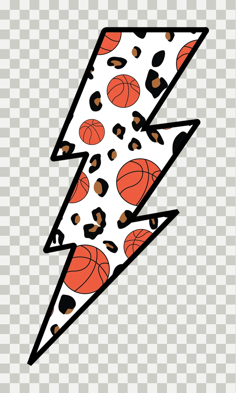 Bolt Lightning With Basketball Texture Fill basketballs pattern transparency and detail preview thumbnail
