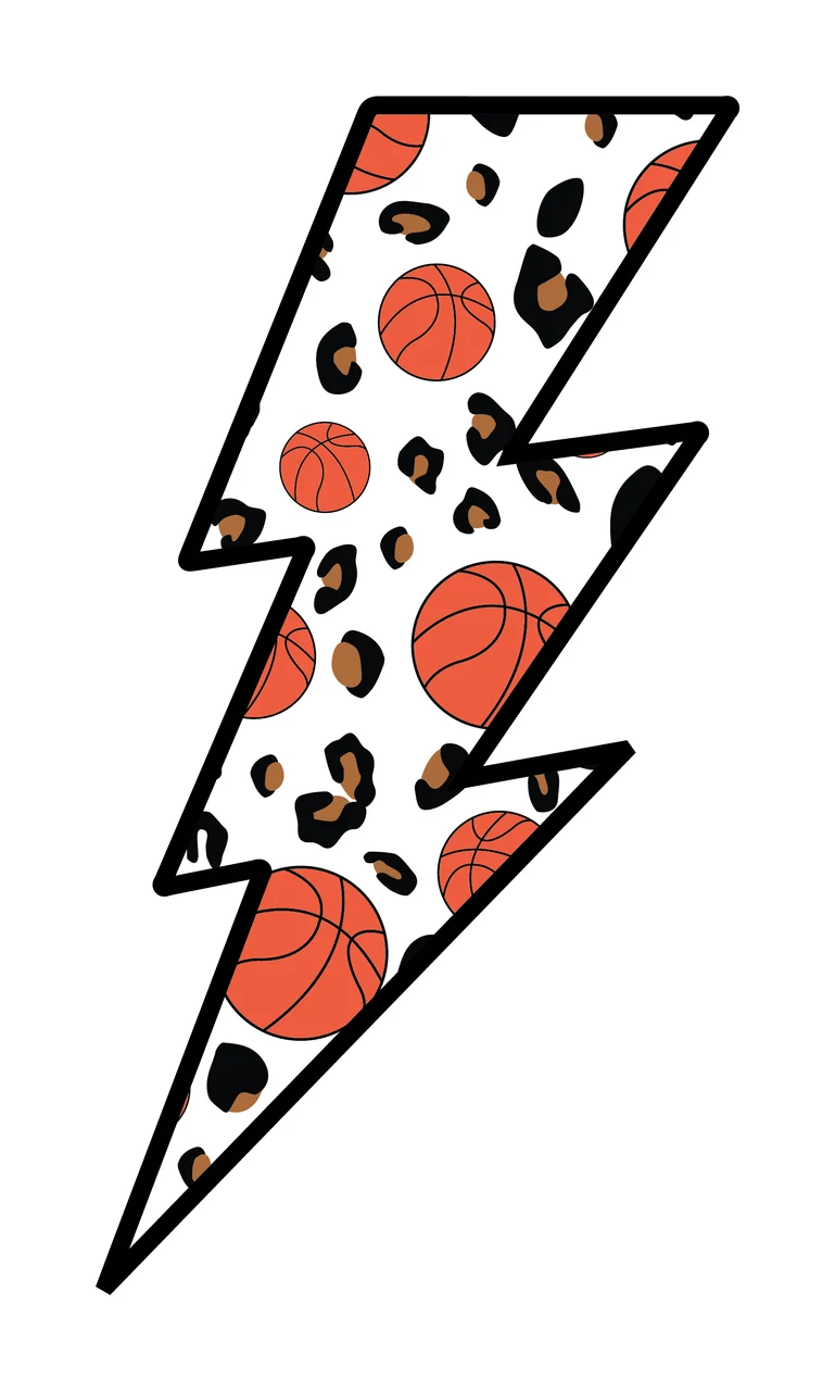 Bolt Lightning With Basketball Texture Fill basketballs pattern
