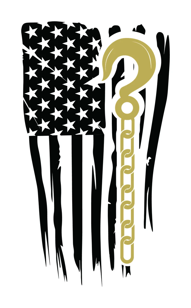 Flag American With Lifting Hook stars stripes chain silhouette