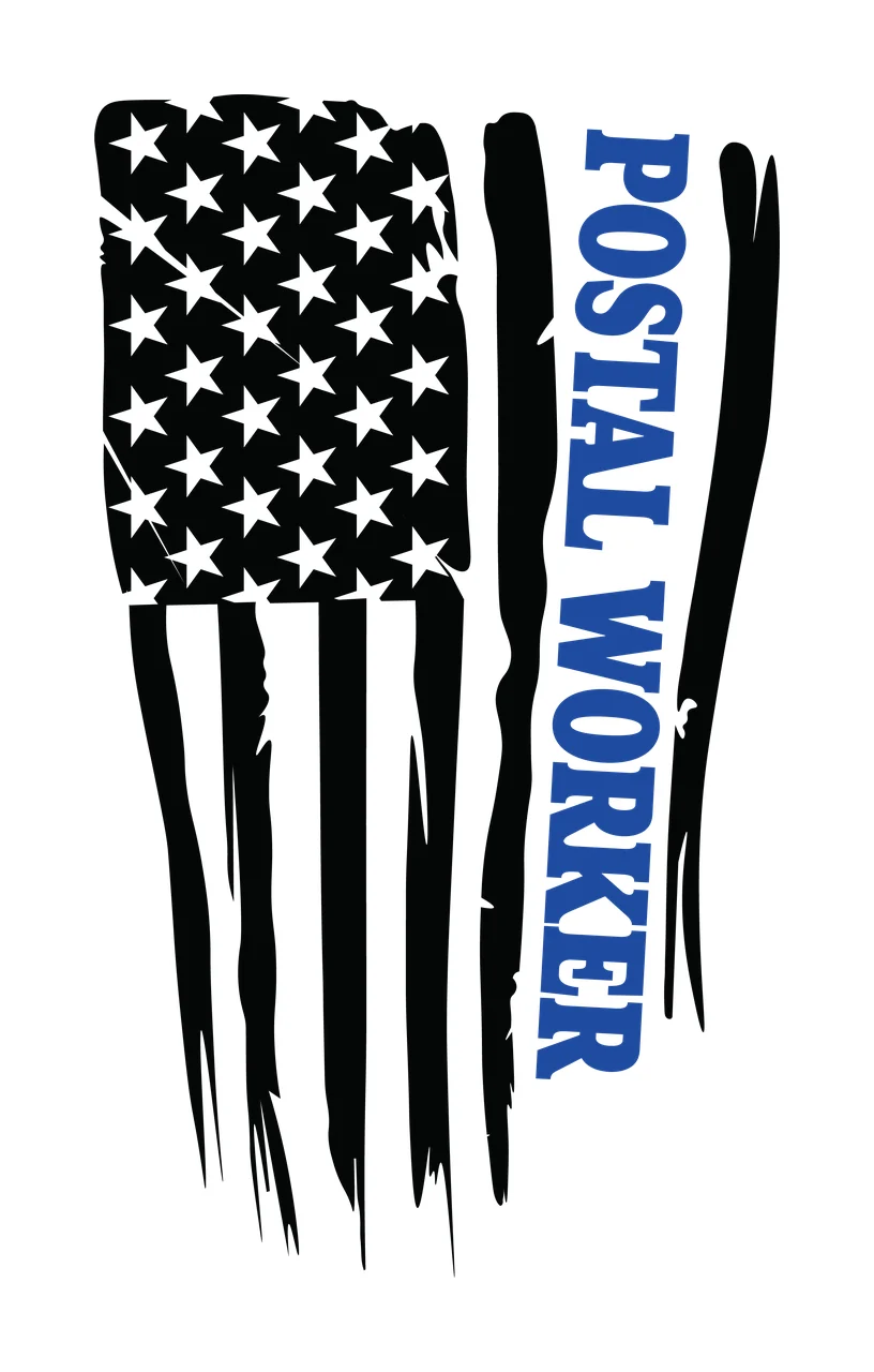 Postal Worker Flag Black And White Graphic stars stripes distressed
