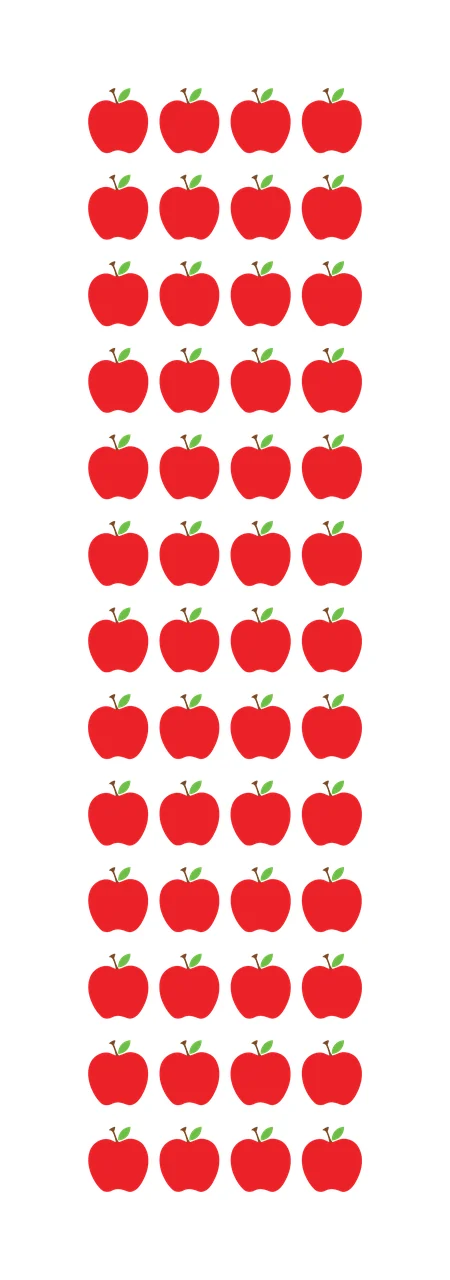 Red apples Illustration with green leaves and brown stems