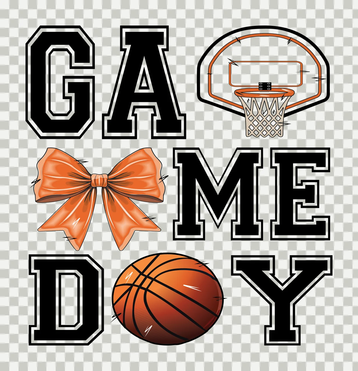 Game Day Lettering With Basketball Hoop text and stationary transparency and detail preview thumbnail