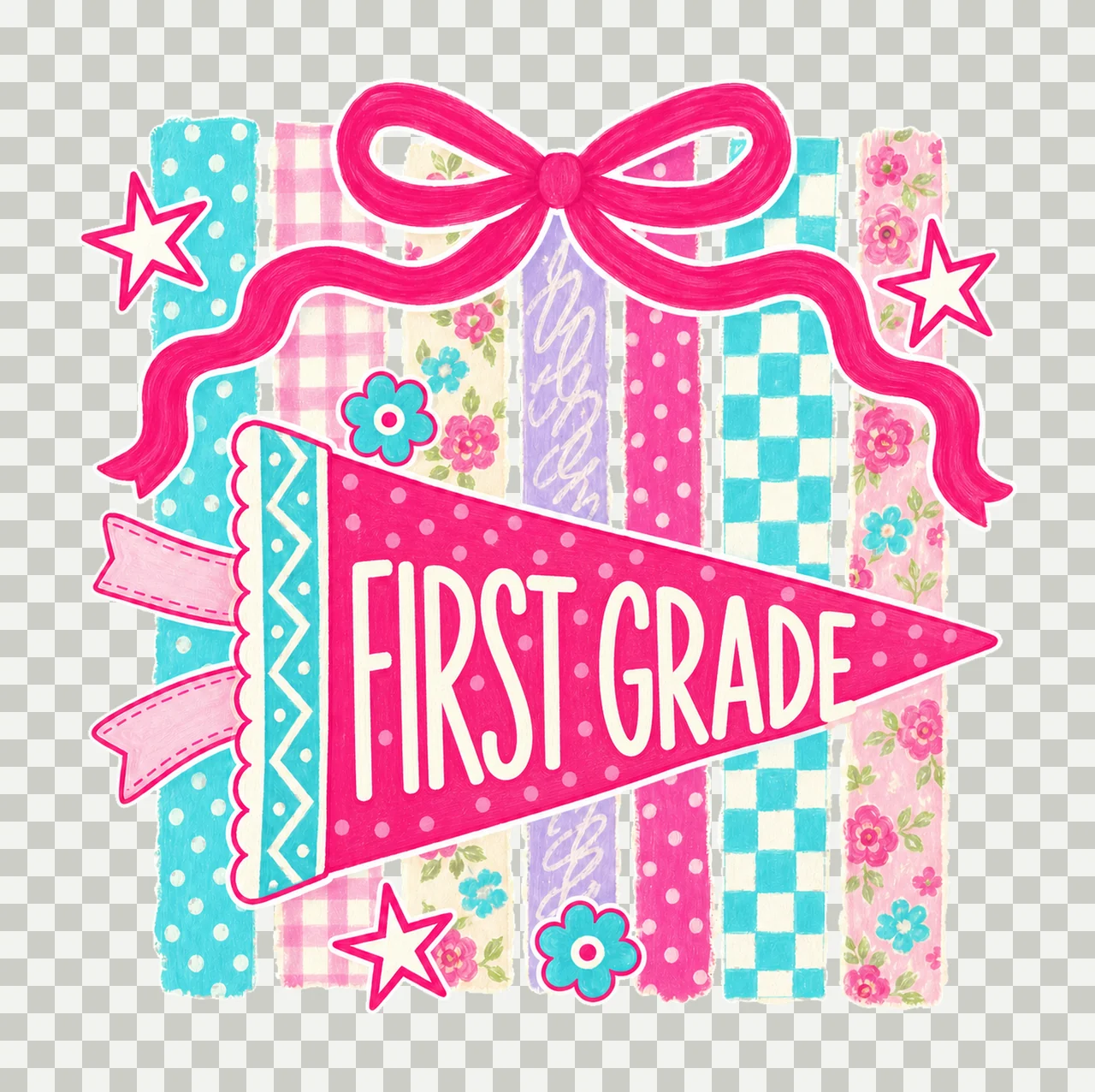 retro pennant 03 first grade sublimation instant shirt transparency and detail preview thumbnail