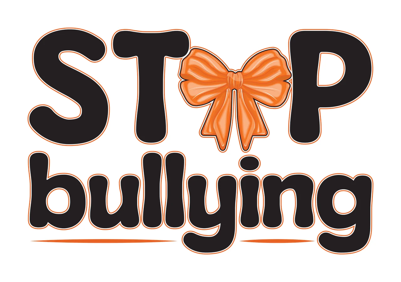 Stop Bullying Text With Bow typography and icon proclaim ribbon