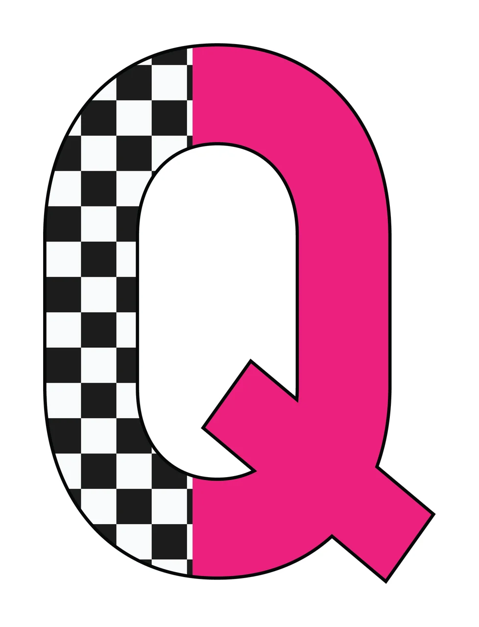 Can Glass Wrap Q Letter With Checkered Pattern