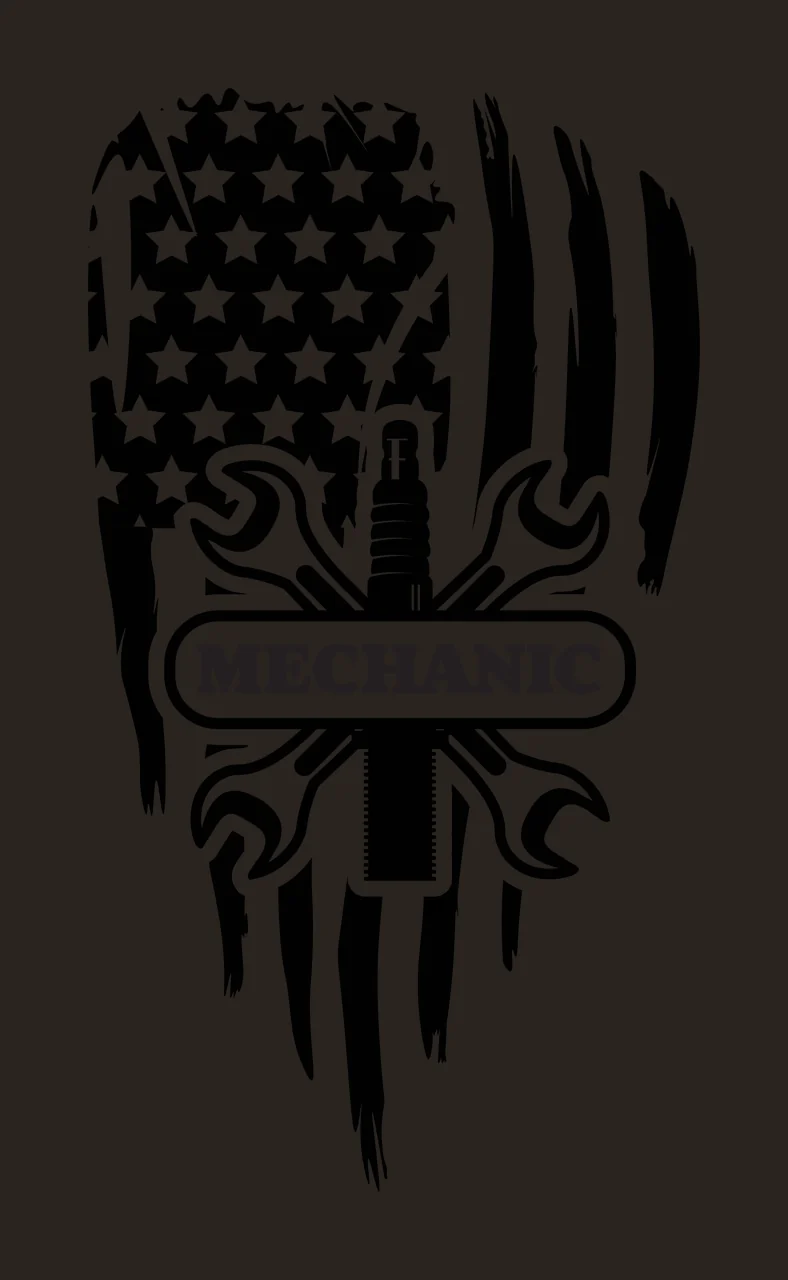 Mechanic Wrench And Spark Plug Graphic sign depicted stars contrast preview thumbnail