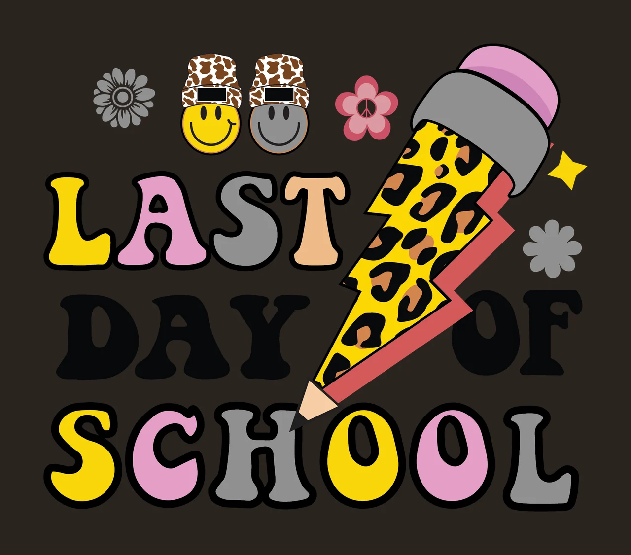 Last Day Of School Graphic Silhouette displayed lightning bolt contrast preview thumbnail