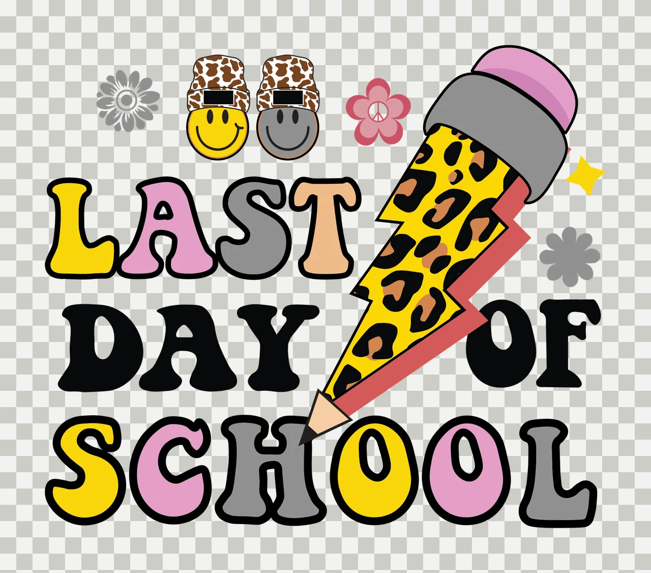 Last Day Of School Graphic Silhouette displayed lightning bolt transparency and detail preview thumbnail