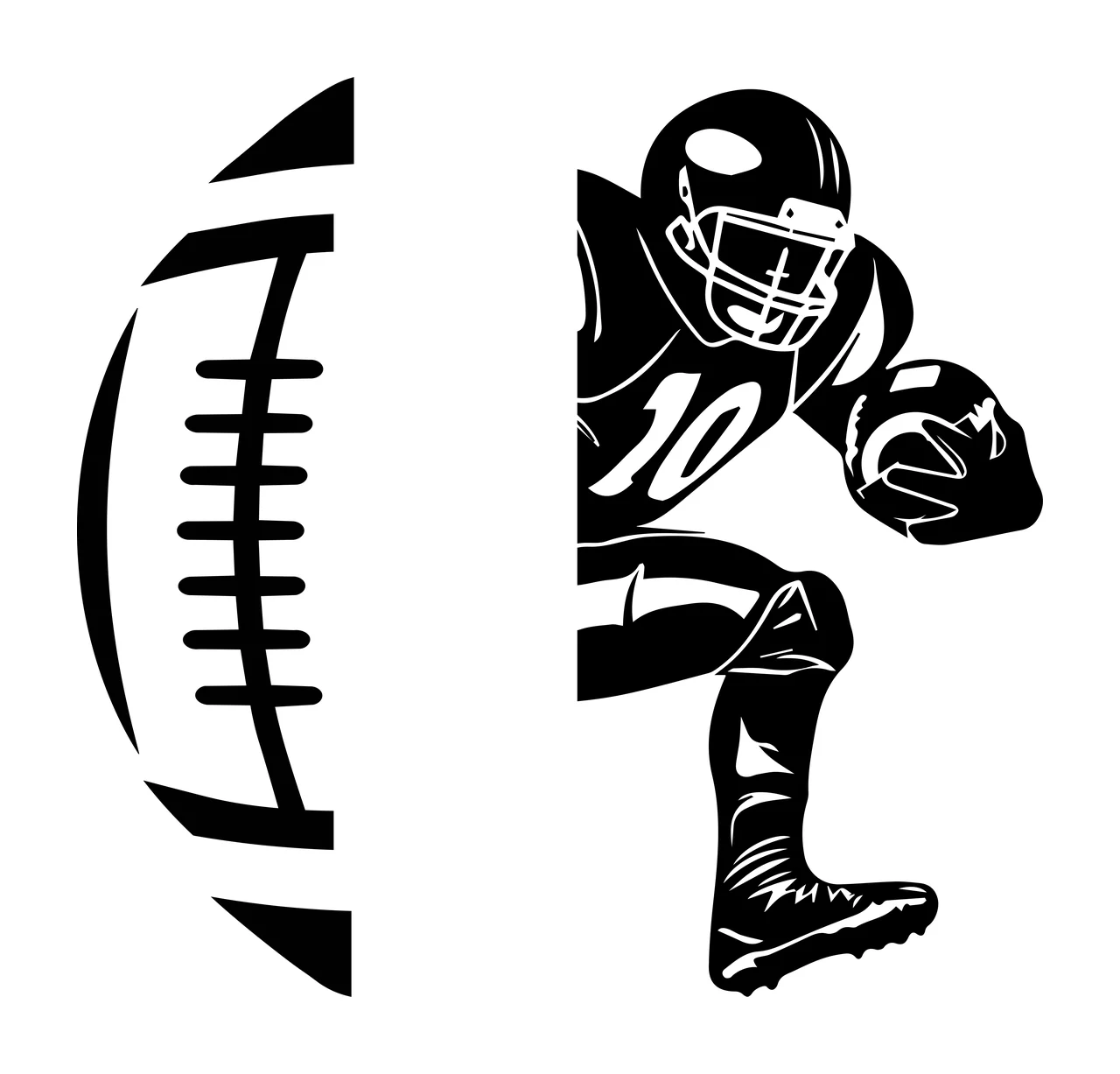 10 Football Player Running Past Ball Detail helmet uniform