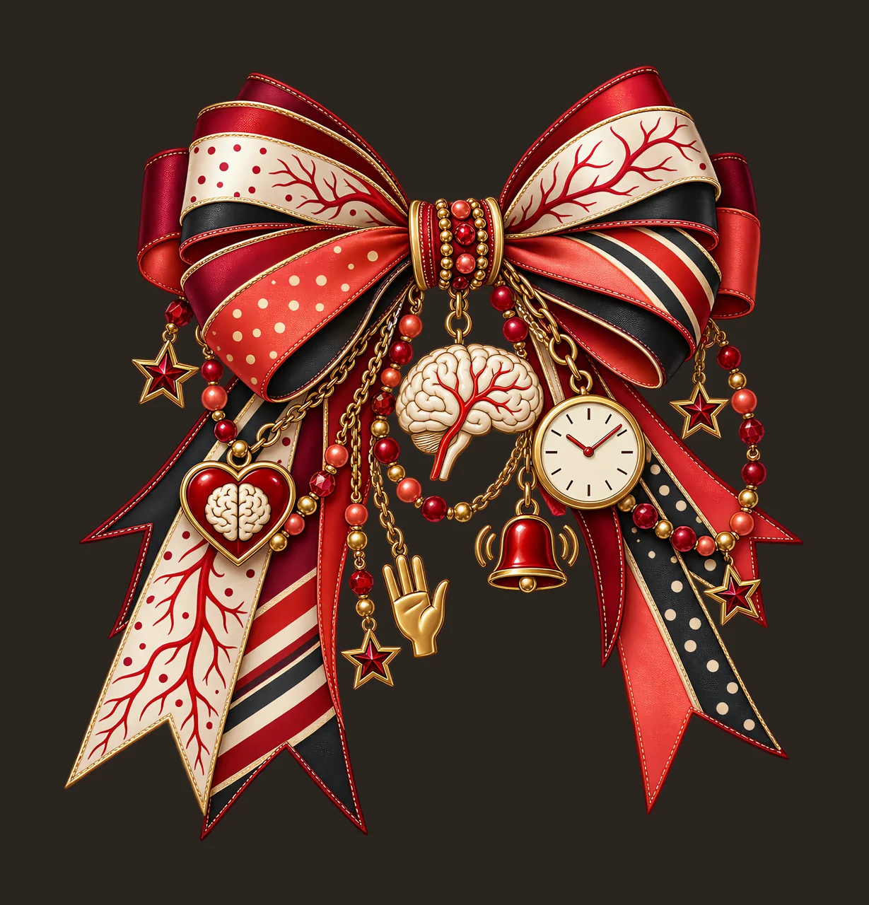 Stroke Awareness PNG, Brain and Clock Coquette Bow, No Text Sublimation Clipart, Transparent Digital Download contrast preview thumbnail
