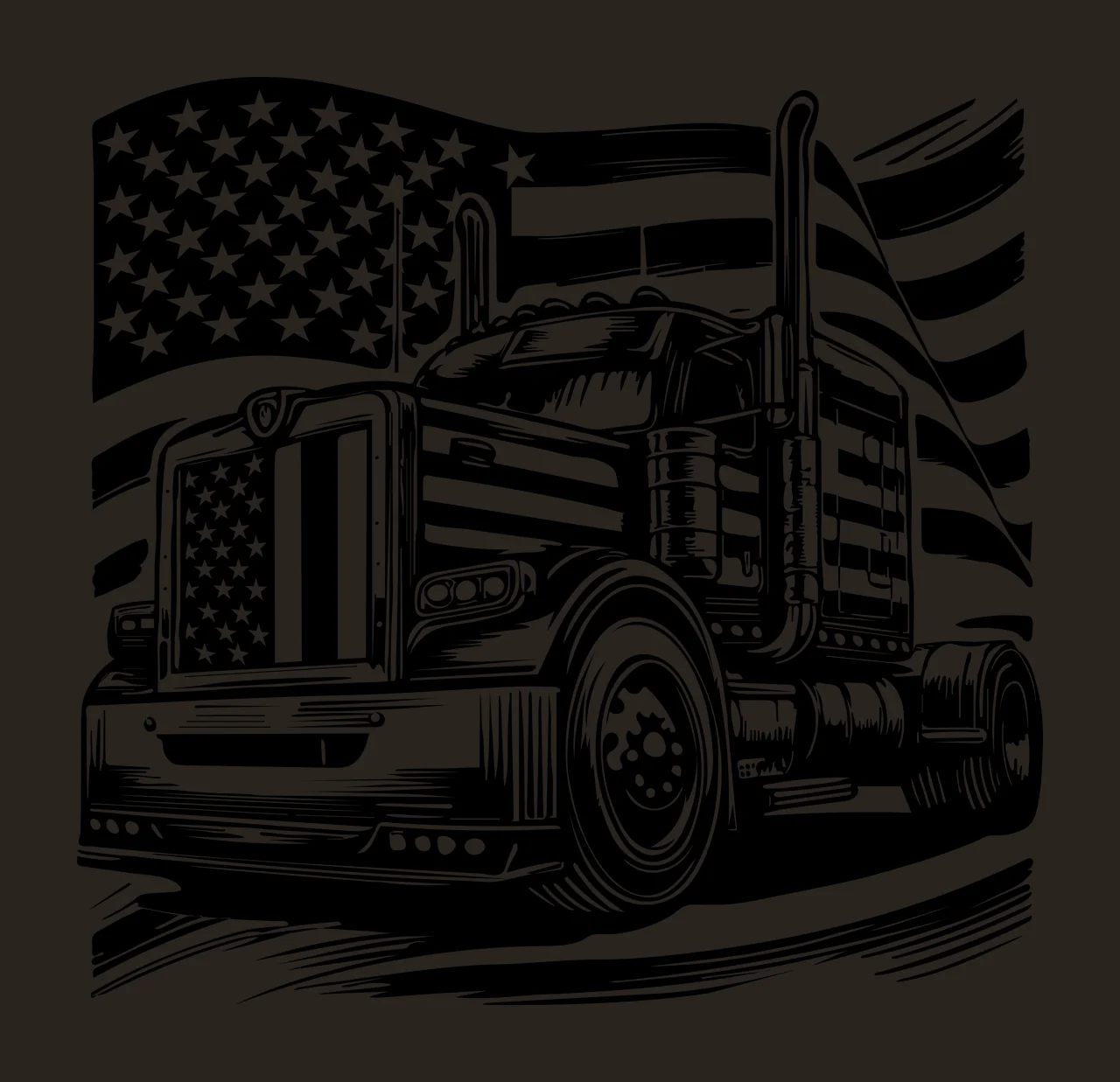 Truck Flag With Grille Design drive smokestacks wheels engraving contrast preview thumbnail