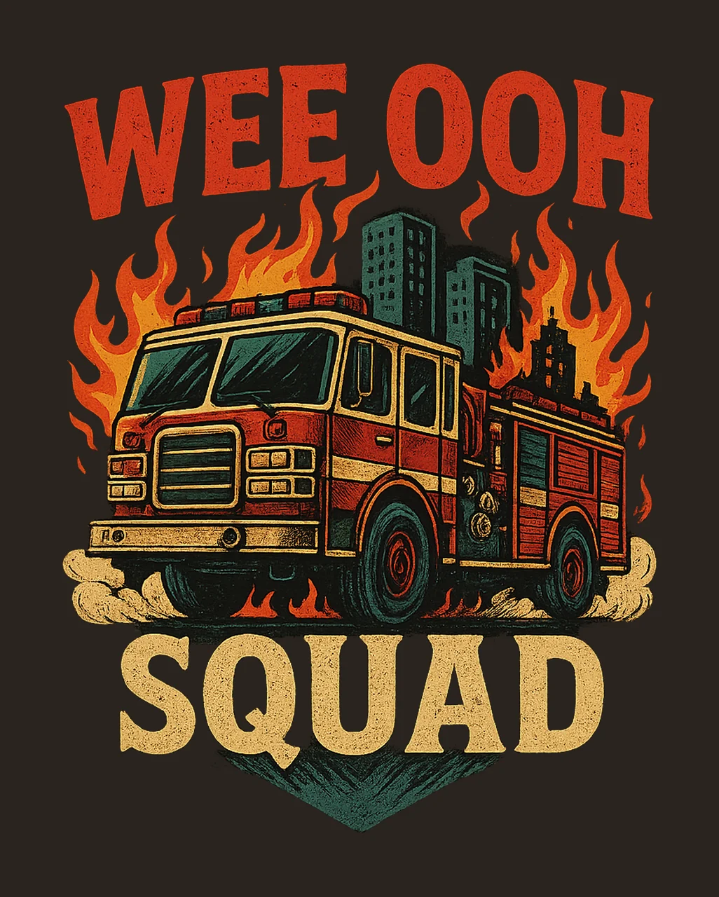 Wee Woo Squad Funny Fire Truck Kids Design Firefighter Fans contrast preview thumbnail