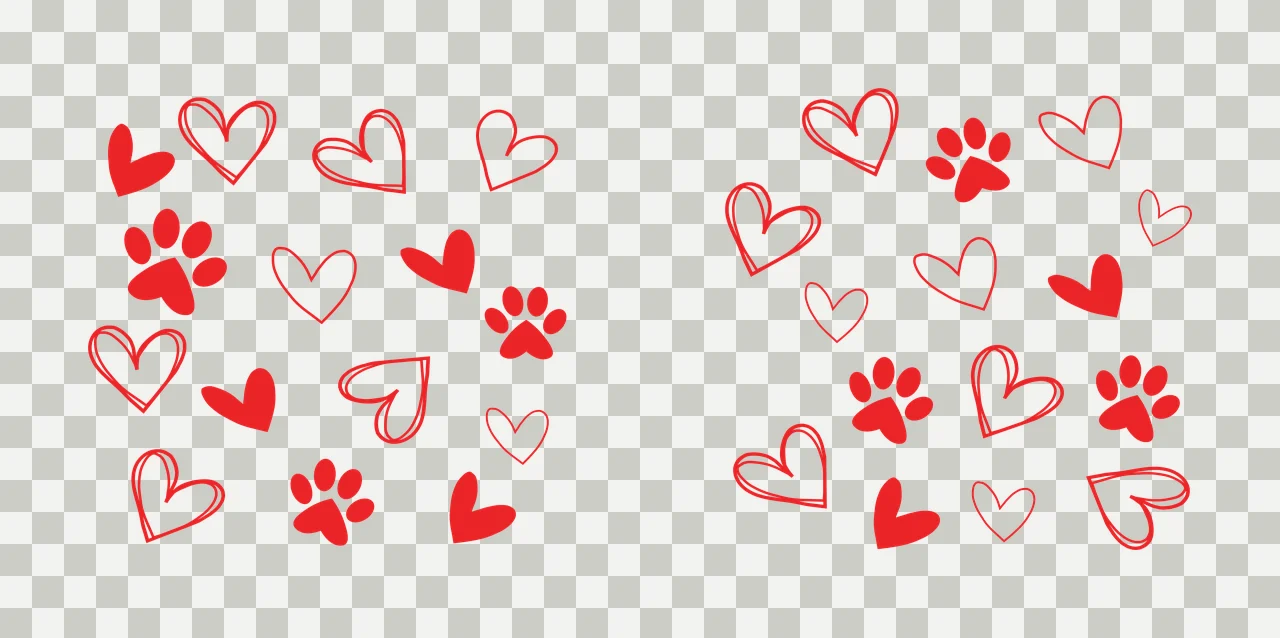 Paw Can Glass Wrap Pet Paws And Hearts pattern scatter doodle transparency and detail preview thumbnail