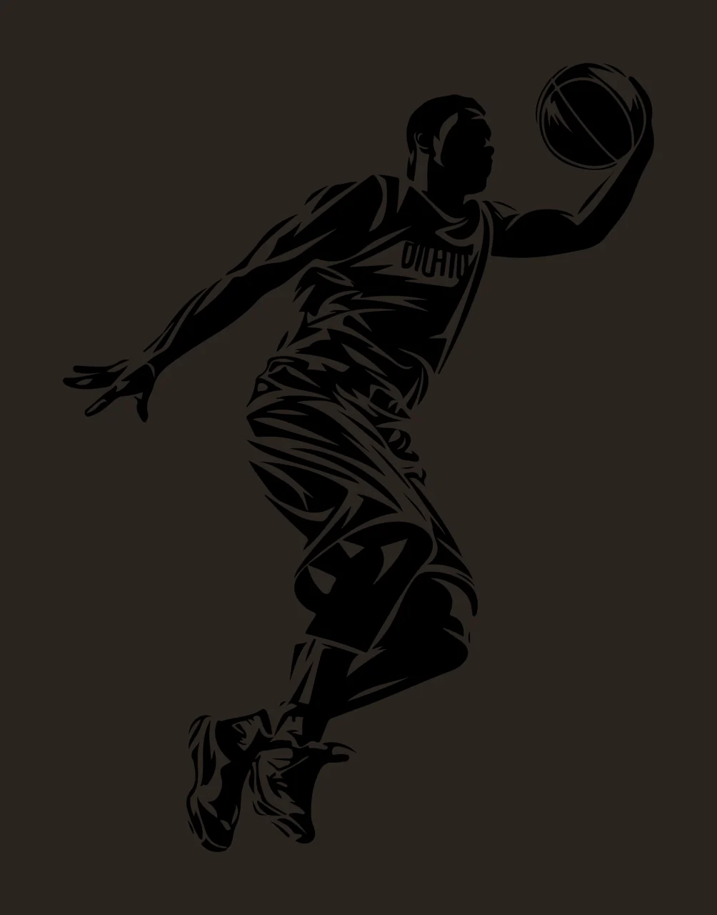 Basketball Player Leaping With Ball Silhouette Person jumping contrast preview thumbnail