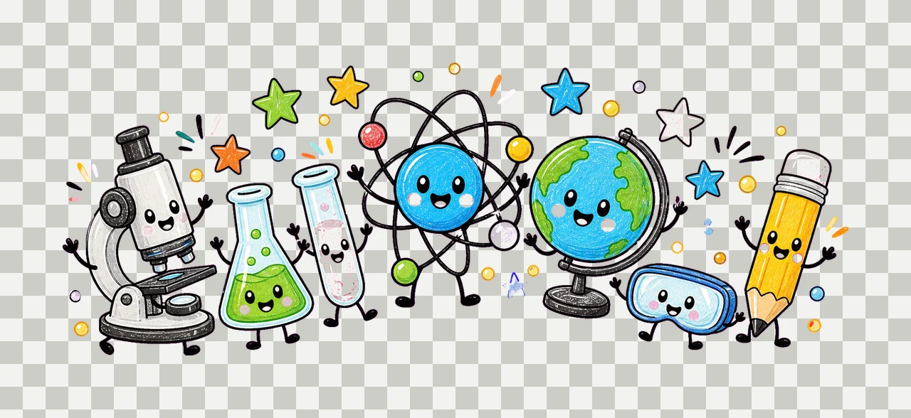 Science Teacher Doodle Characters STEM Teacher Design Atom transparency and detail preview thumbnail
