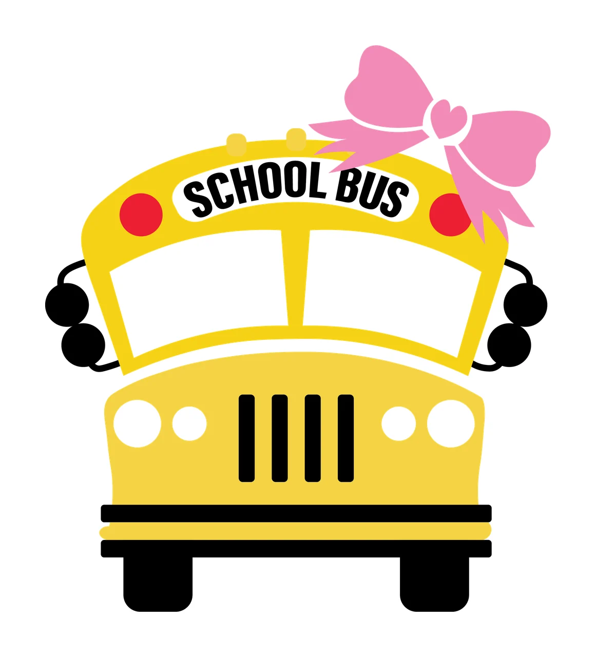 School Bus Frontal Silhouette With A Decorative Bow stationary