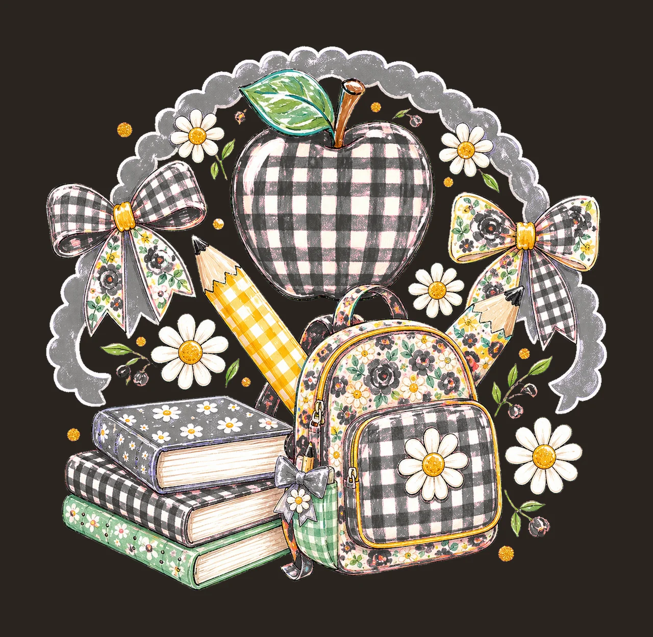 Preppy Back to School Floral Girly sublimation Variation A contrast preview thumbnail