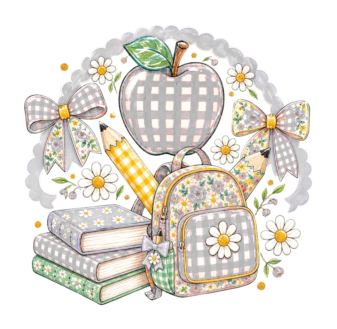 Preppy Back to School Floral Girly sublimation Variation A