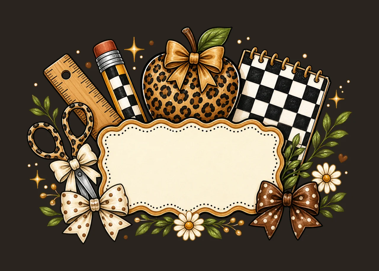 Leopard Print Stationery Frame Design arrangement ruler contrast preview thumbnail