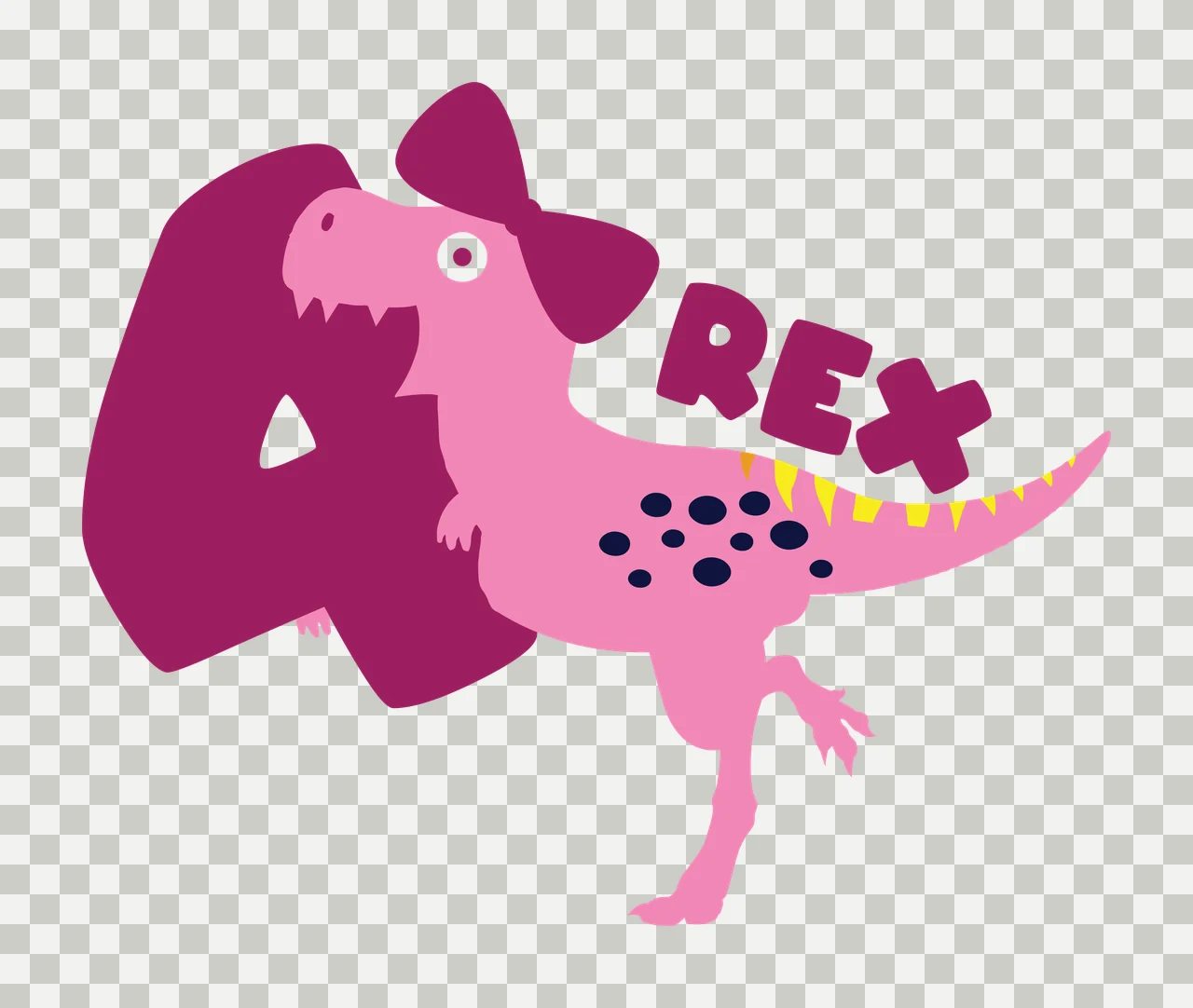 Dinosaur Rex Silhouette With 4 standing number letter R E X transparency and detail preview thumbnail