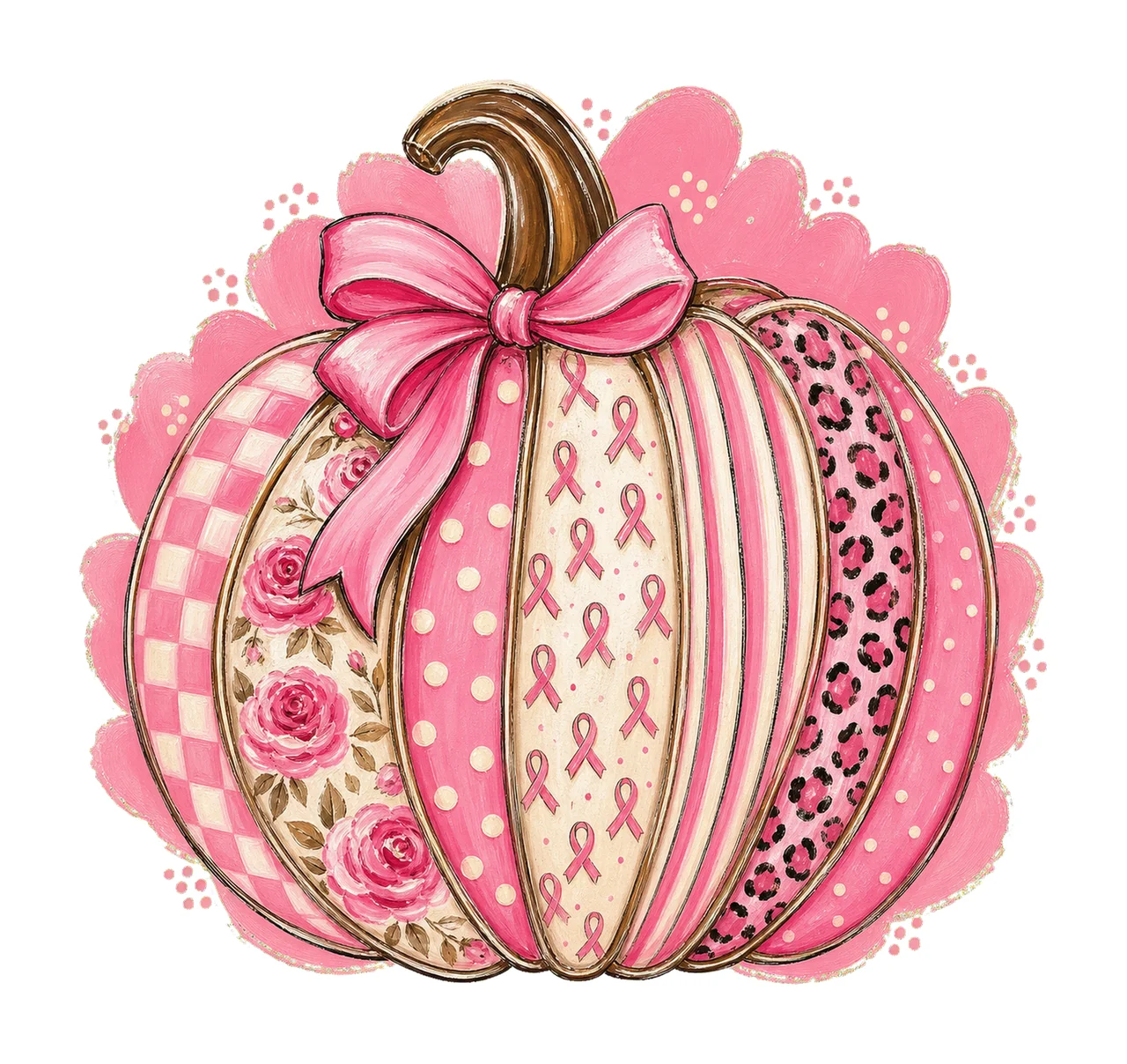 Breast Cancer Pumpkin Coquette Retro Breast Variation D