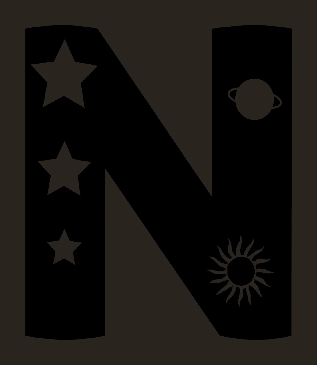 Space N Letter Decorate With Stars And Planet contrast preview thumbnail