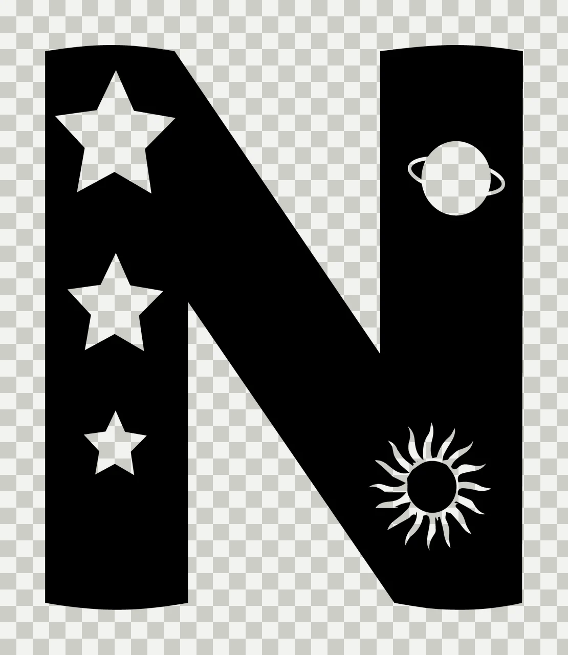 Space N Letter Decorate With Stars And Planet transparency and detail preview thumbnail